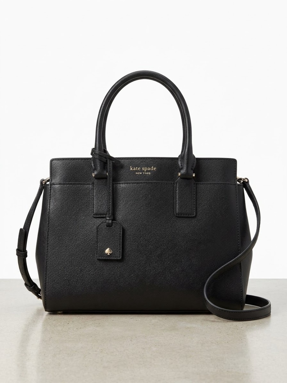 Kate Spade Cameron Medium Satchel Black Saffiano Leather Crossbody Bag
